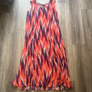 Pink Sleeveless Scoop Neck Maxi Sundress Medium Oversized Gauzy Striped Dress